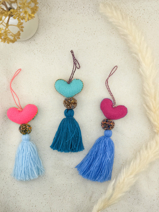 Blue Mini Heart Pom Poms