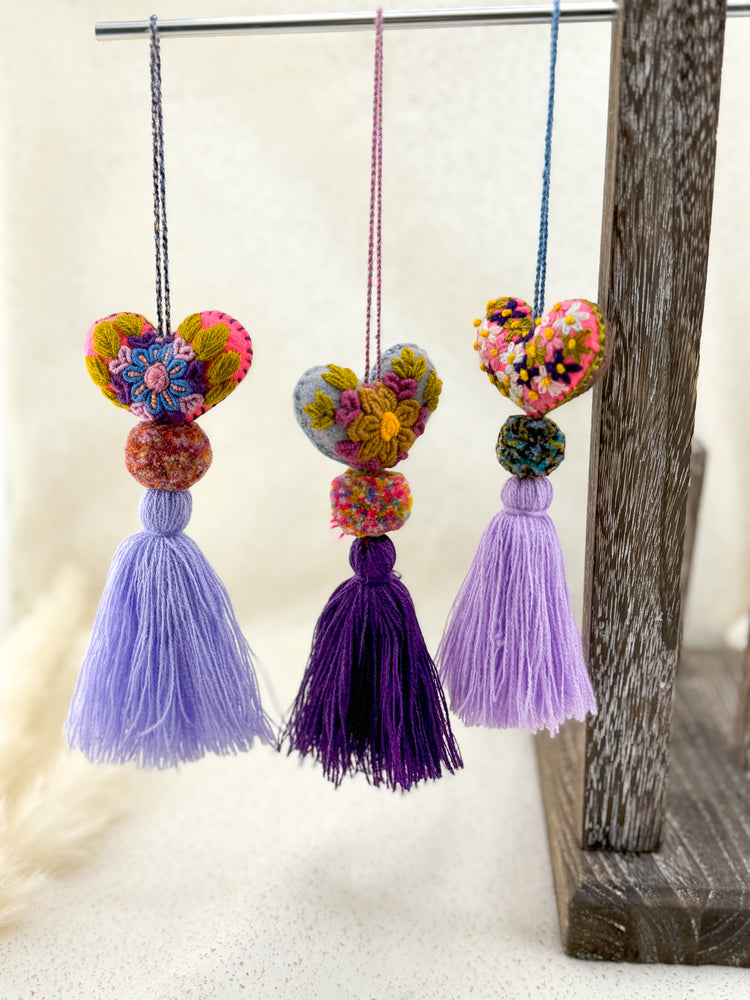 Purple Mini Heart Pom Poms