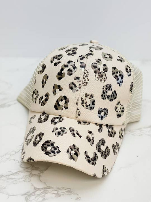 Criss-Cross Metallic Leopard Cap