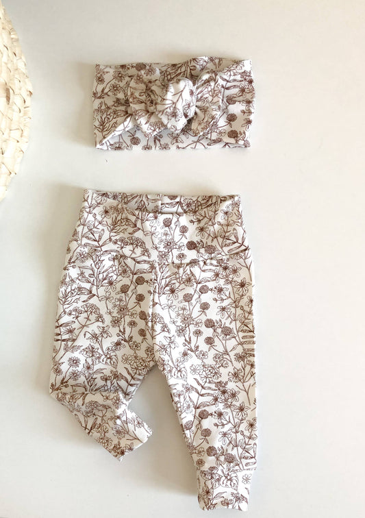 White Flower Baby Leggings