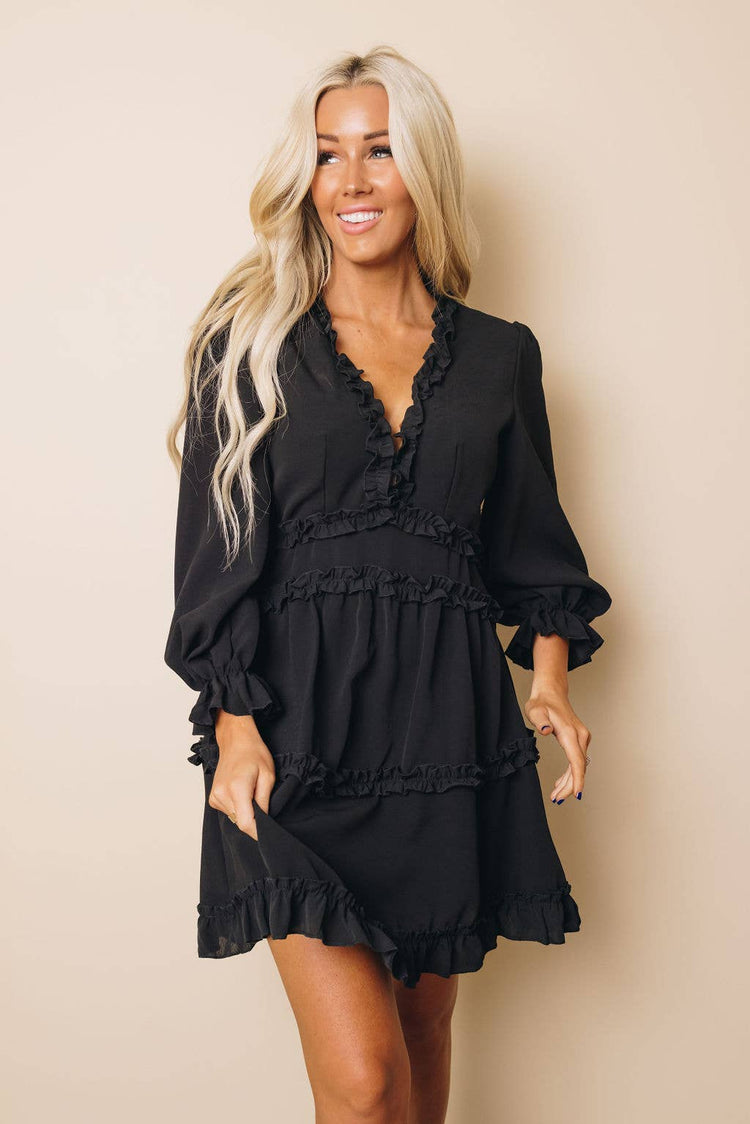 Black Rosie Ruffle Dress