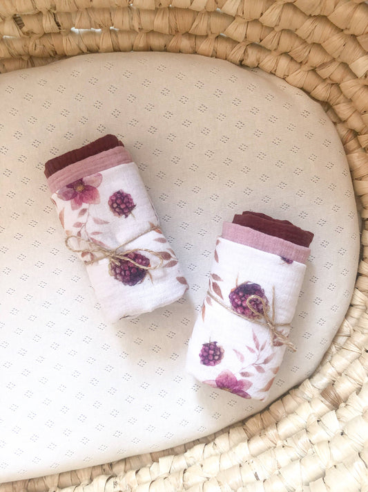 Raspberry Burp Cloth Set