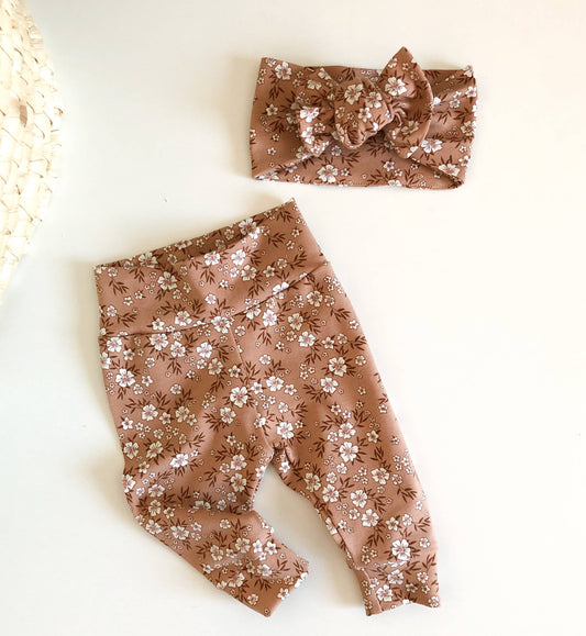 Brown Flower Baby Leggings