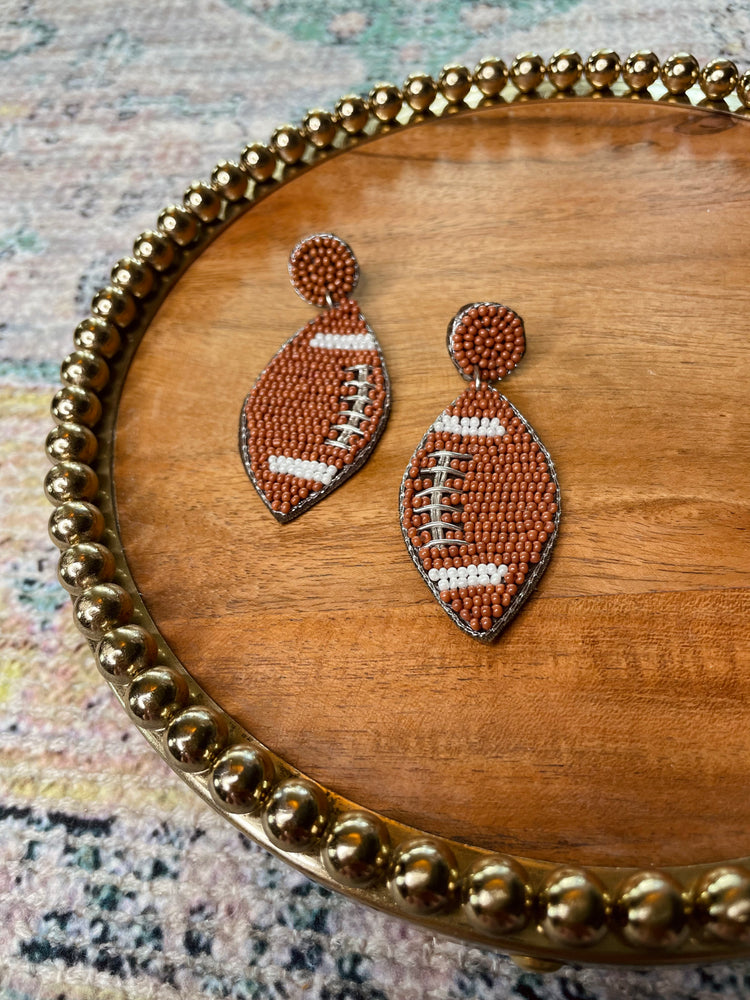 Football Beaded Dangle Earrings